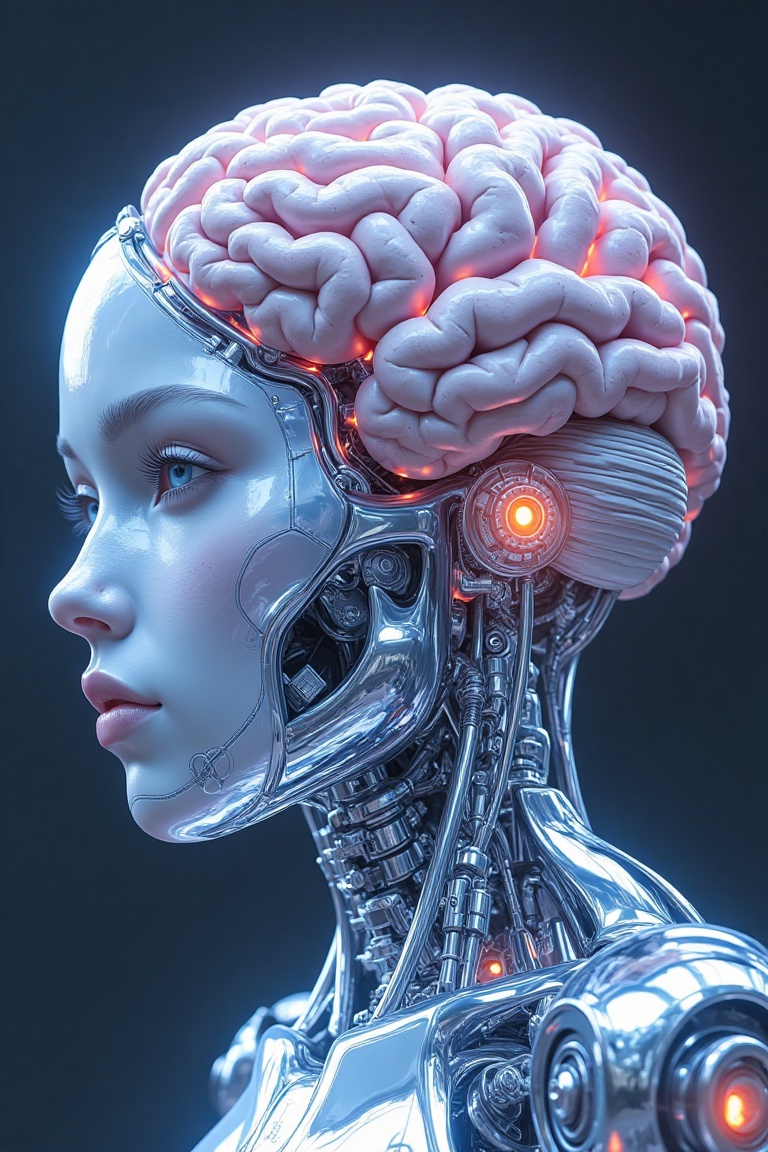 complex 3d render ultra detailed of a beautiful porcelain human brain,  cyborg,  robotic parts on Tensor.Art