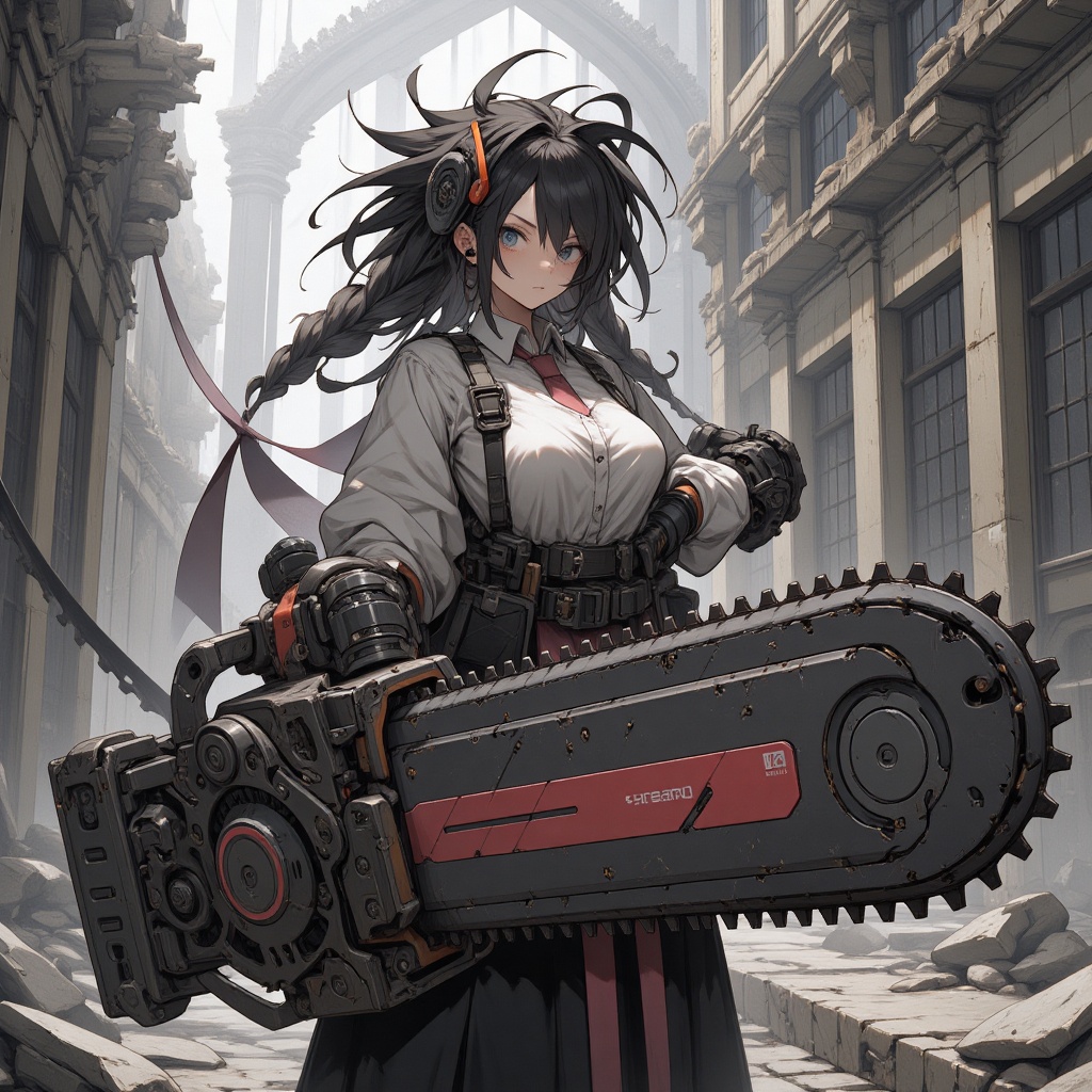 chainsaw,  1girl,  school uniform on Tensor.Art