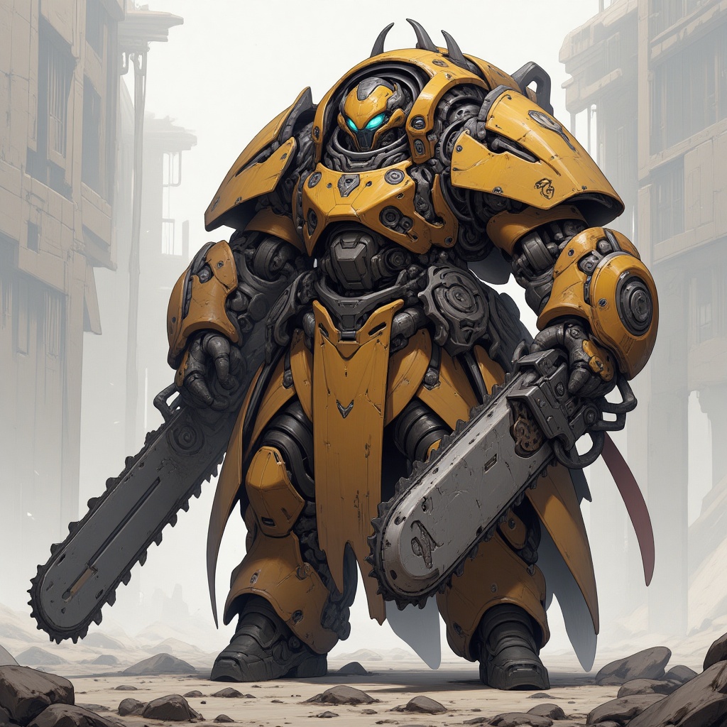 Cyborg with chainsaw arms on Tensor.Art