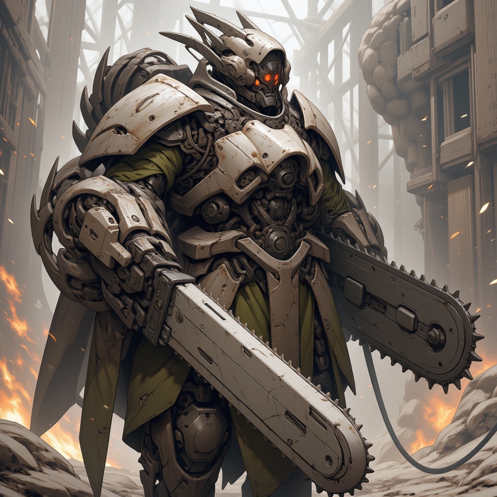 Cyborg with chainsaw arms on Tensor.Art