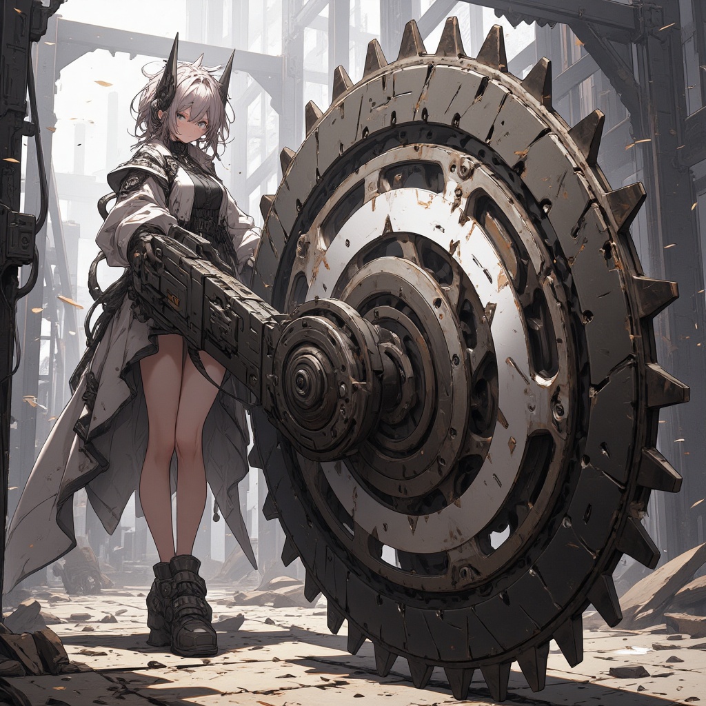 circularsaw,  1girl,  ruins on Tensor.Art
