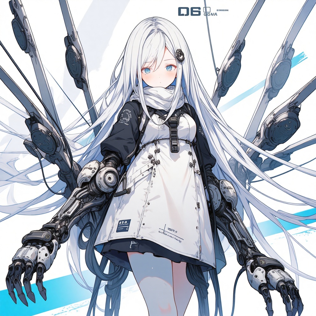 mechanical arms,  1girl,  long hair on Tensor.Art