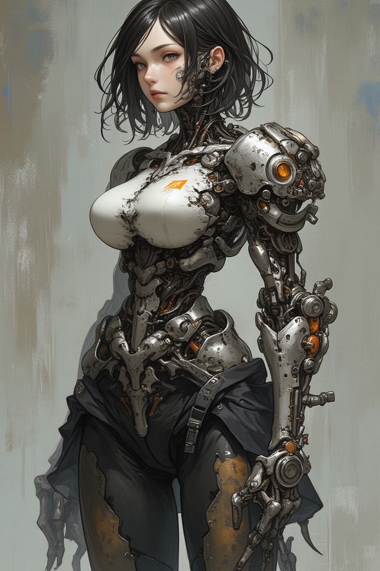 Cyborg girl,  broken mechanical parts,  damaged body on Tensor.Art