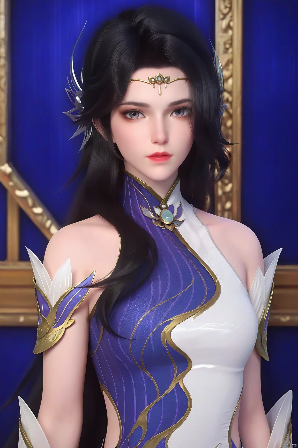 parametersscore_9,score_8_up,score_7_up,source_anime,
1girl, solo, long hair, looking at viewer, black hair, hair ornament, dress, bare shoulders, full body, shiny, expressionless,
highly detailed,ultra-high resolution,32K UHD,sharp focus,best-quality,masterpiece,
