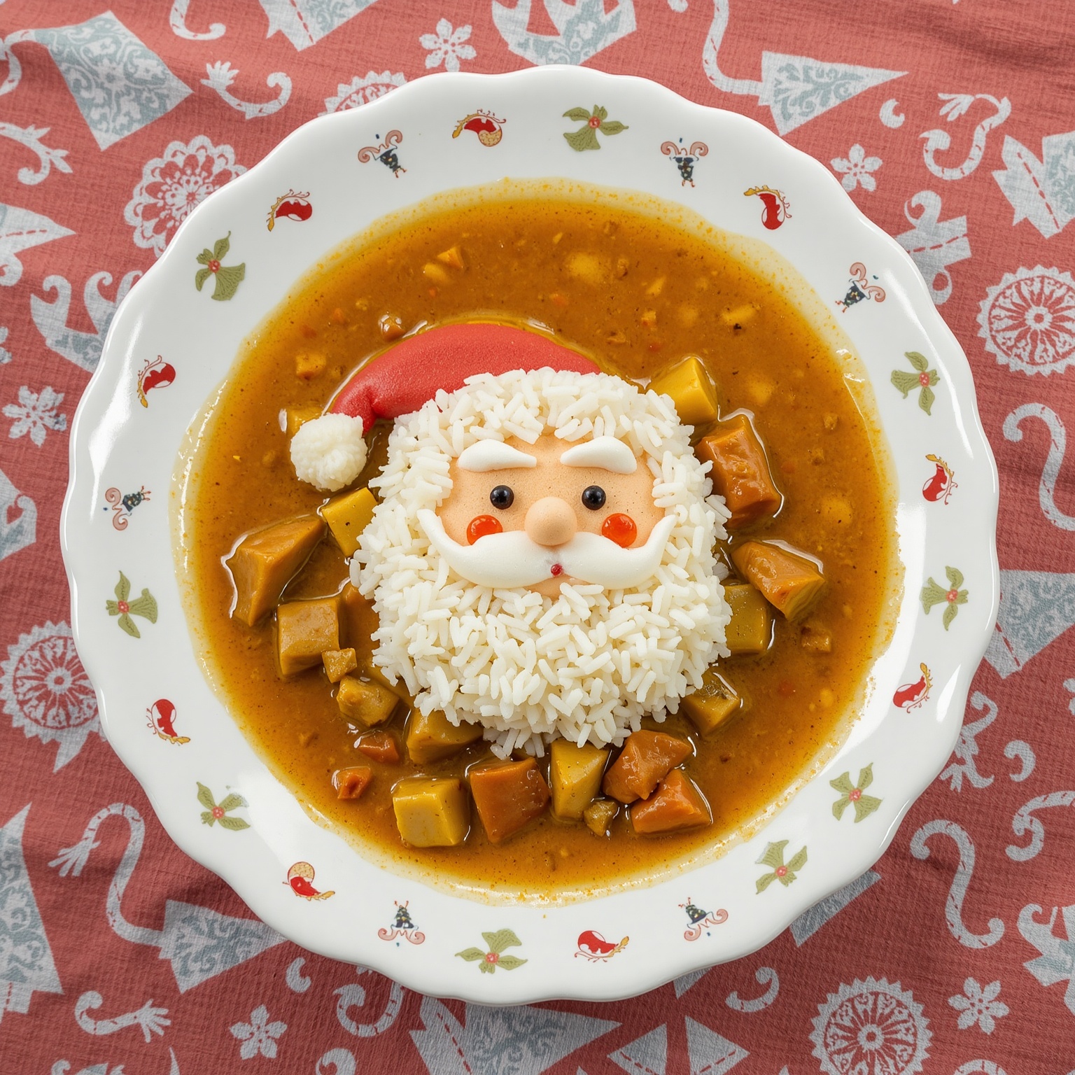 Curry Rice,  Santa Claus head,  Christmas tree pattern on Tensor.Art