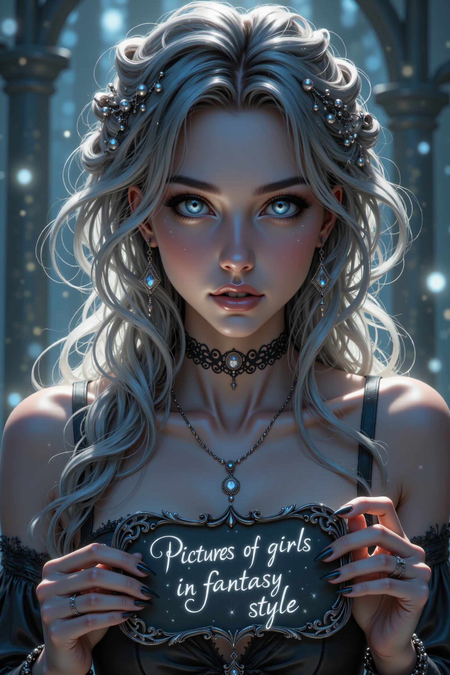 A young woman with ethereal beauty,  her skin glowing like moonlit silk,  stands in a serene pose on Tensor.Art