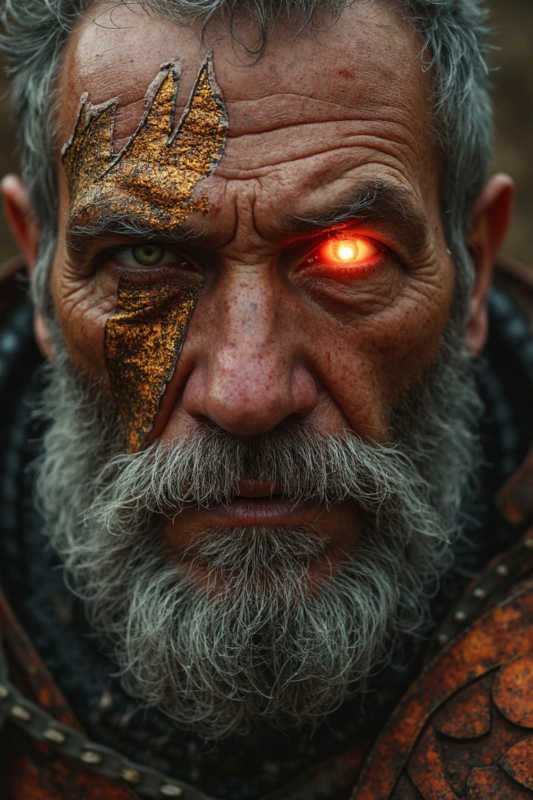 A captivating,  hyper-realistic portrait of an elderly man with a rugged,  wispy beard on Tensor.Art