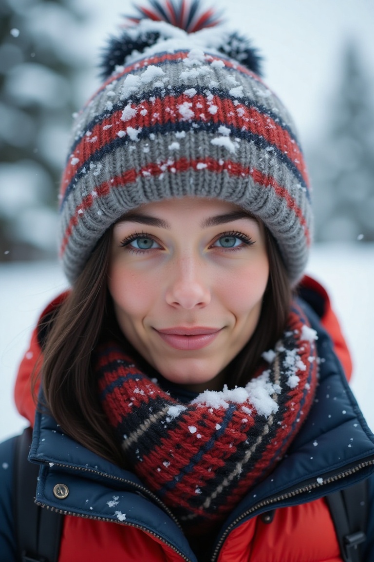 A stunning intricate full color portrait of ,  wearing a winter jacket,  hat on Tensor.Art
