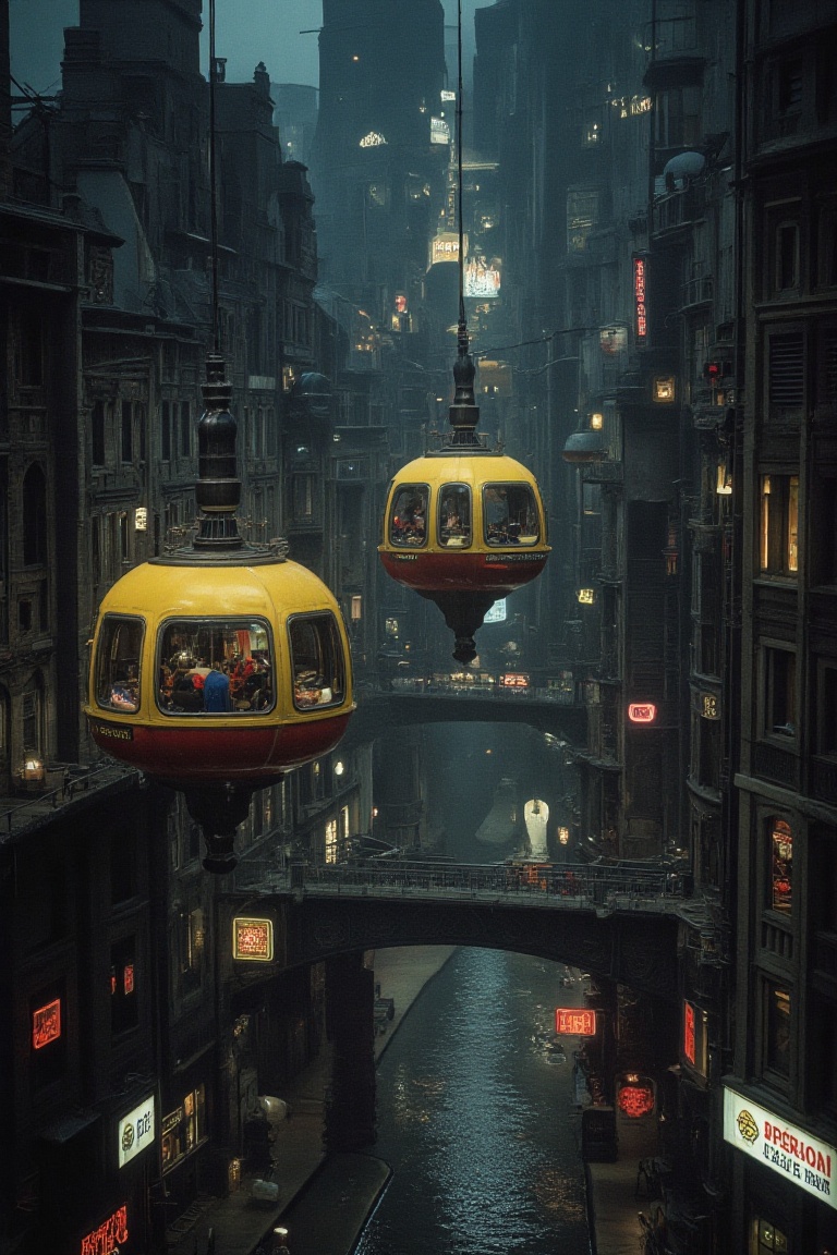 retrofuturism of city night on Tensor.Art