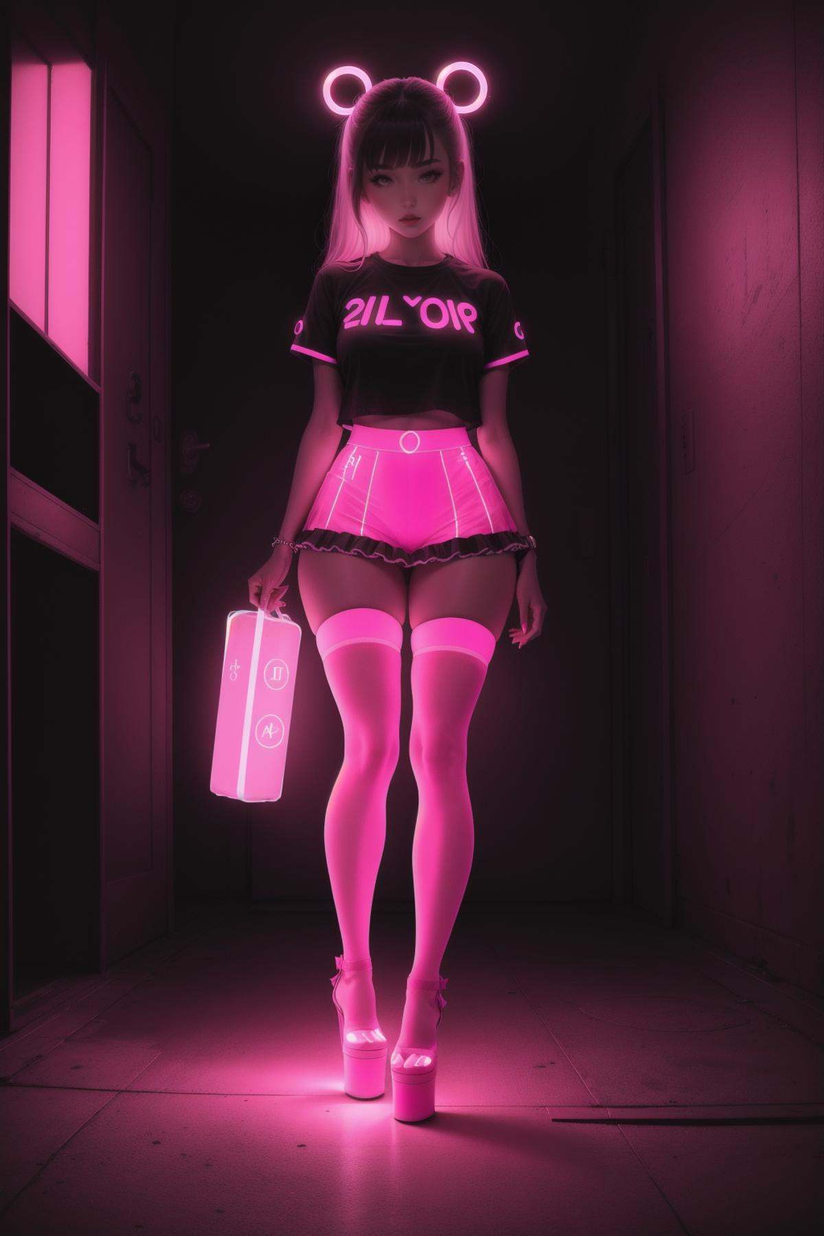 1girl,  solo,  glowing neon pink platform heels on Tensor.Art