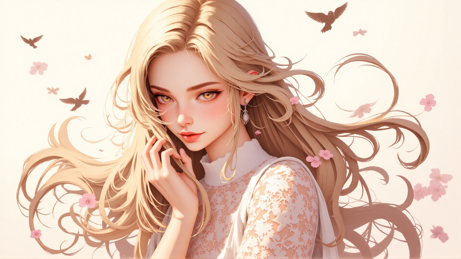 a beautiful young woman,  long blonde hair,  pale soft skin on Tensor.Art