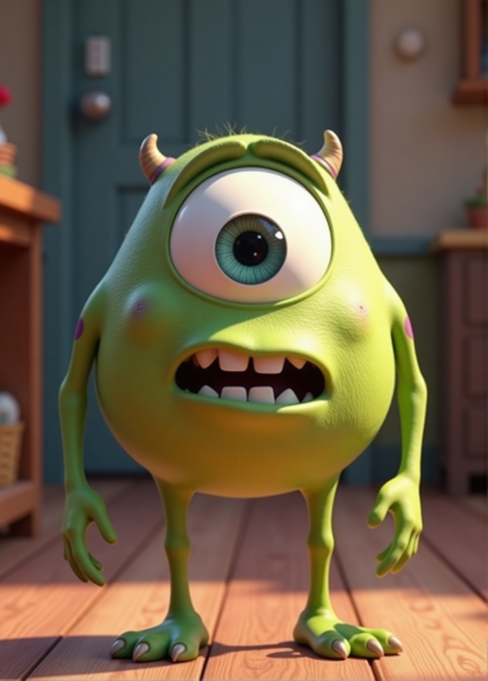 a Pixar-inspired art style,  Michael Wazowski is a fictional character who appears in Disney/Pixar's Monsters Inc. franchi...