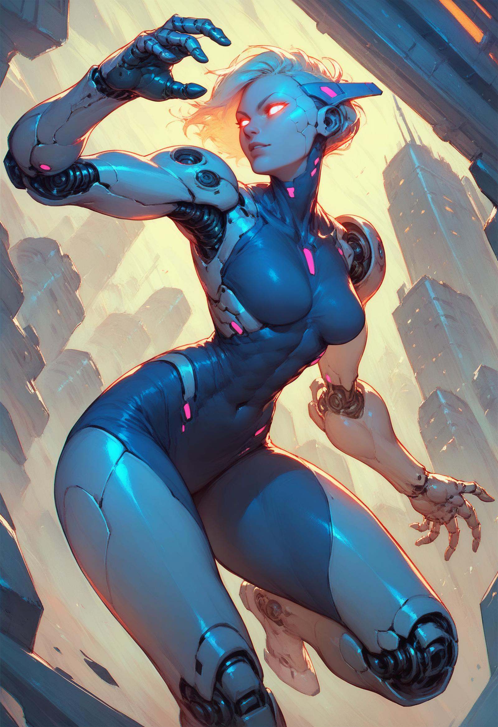 score_7_up,  cyborg girl,  glowing eyes on Tensor.Art