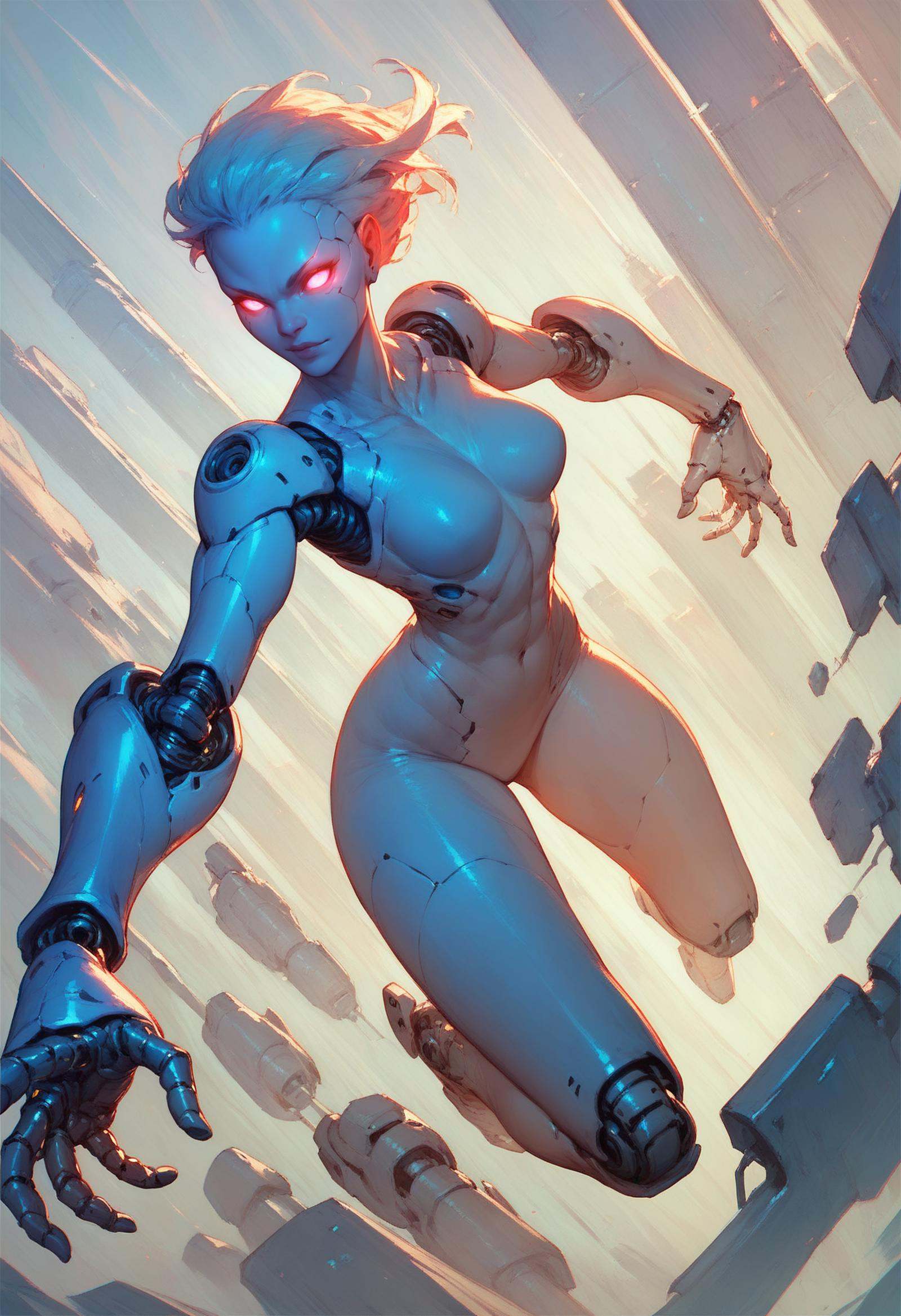 score_7_up,  cyborg girl,  glowing eyes on Tensor.Art