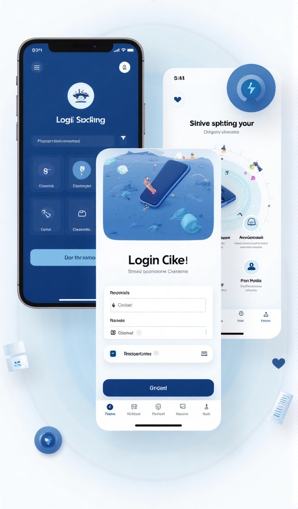 Phone app with login and registration screens