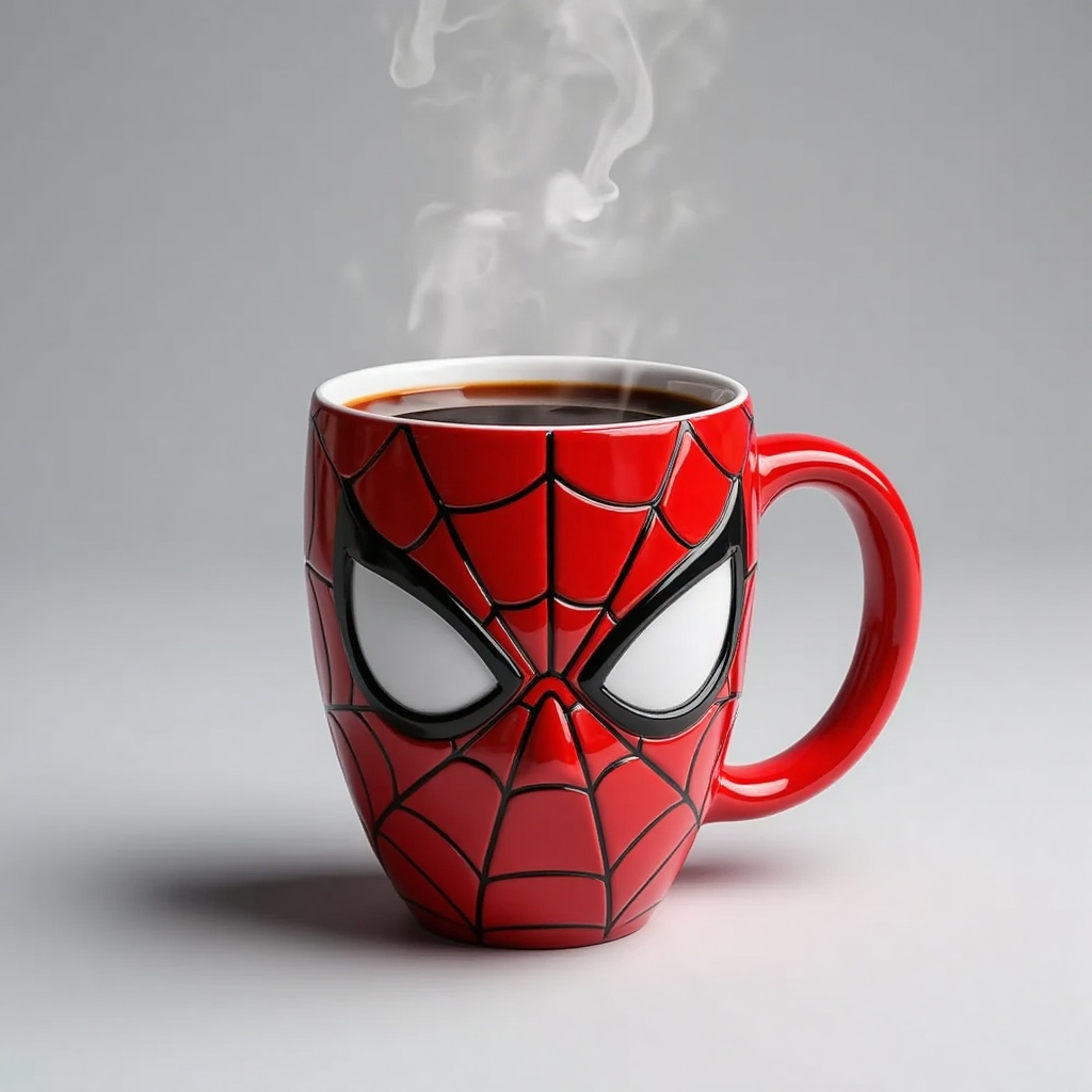 custom_mug,  A spiderman mug,  contain coffee with steams on Tensor.Art