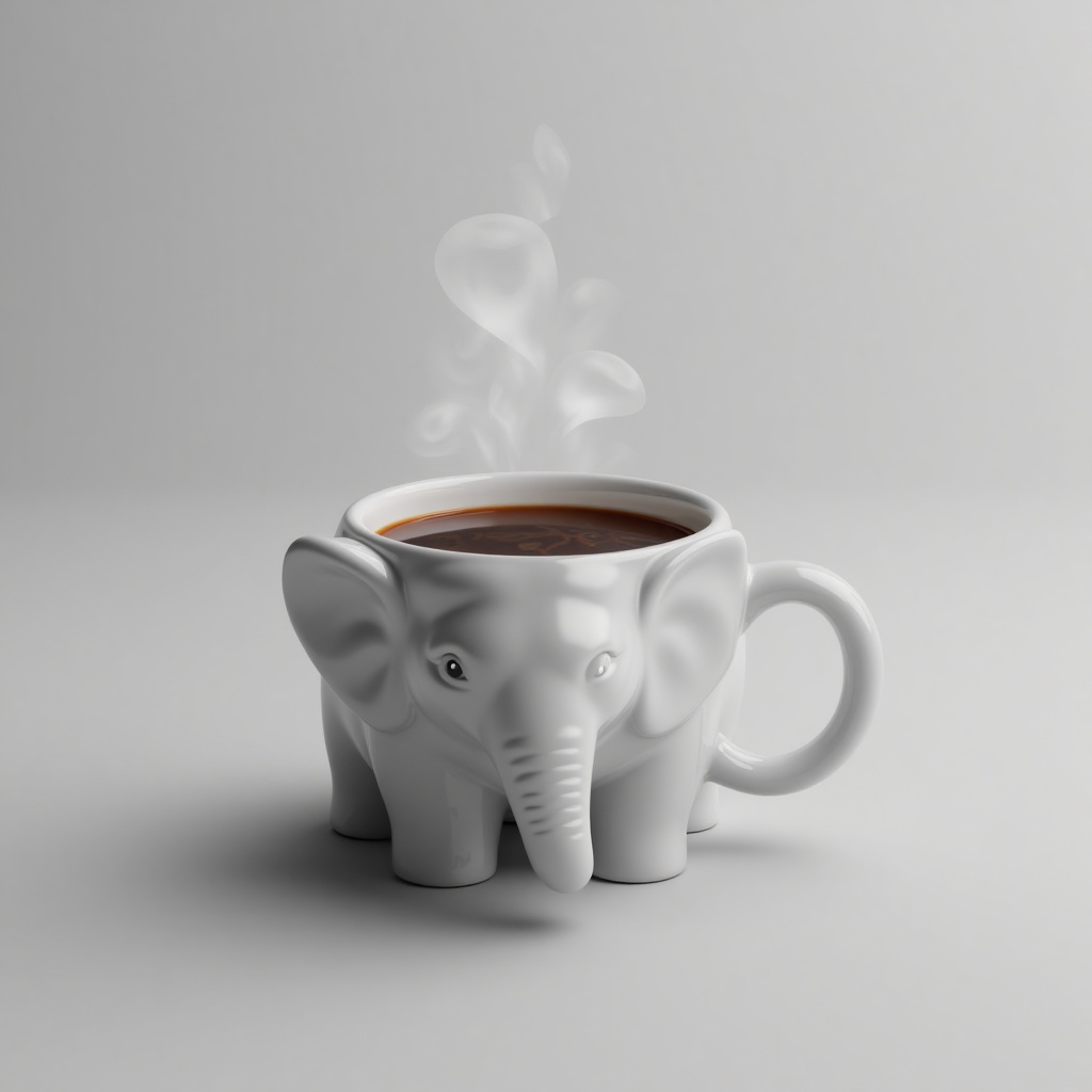 custom_mug,  A elephant mug,  contain coffee with steams on Tensor.Art