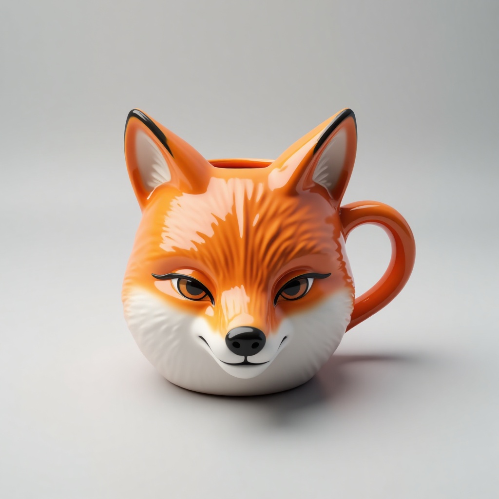 custom_mug,  A fox head mug,  set against a smooth on Tensor.Art
