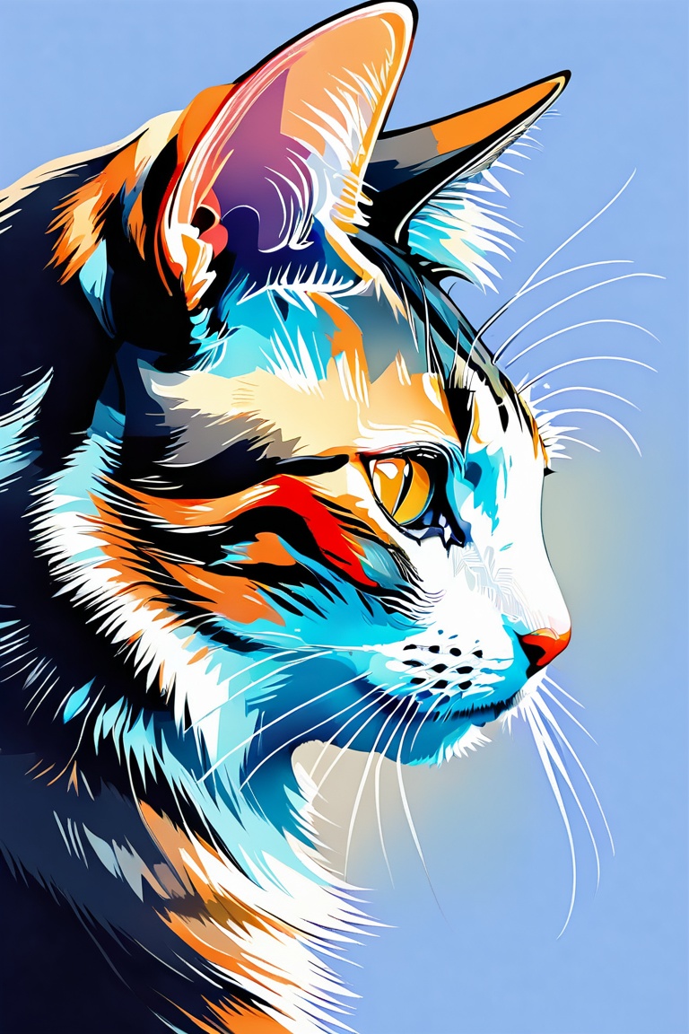 Closeup of a cat's head side view on Tensor.Art