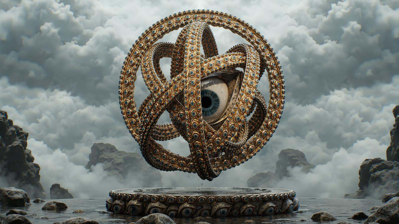 Ophanim,  wheel-like creature,  floating on Tensor.Art
