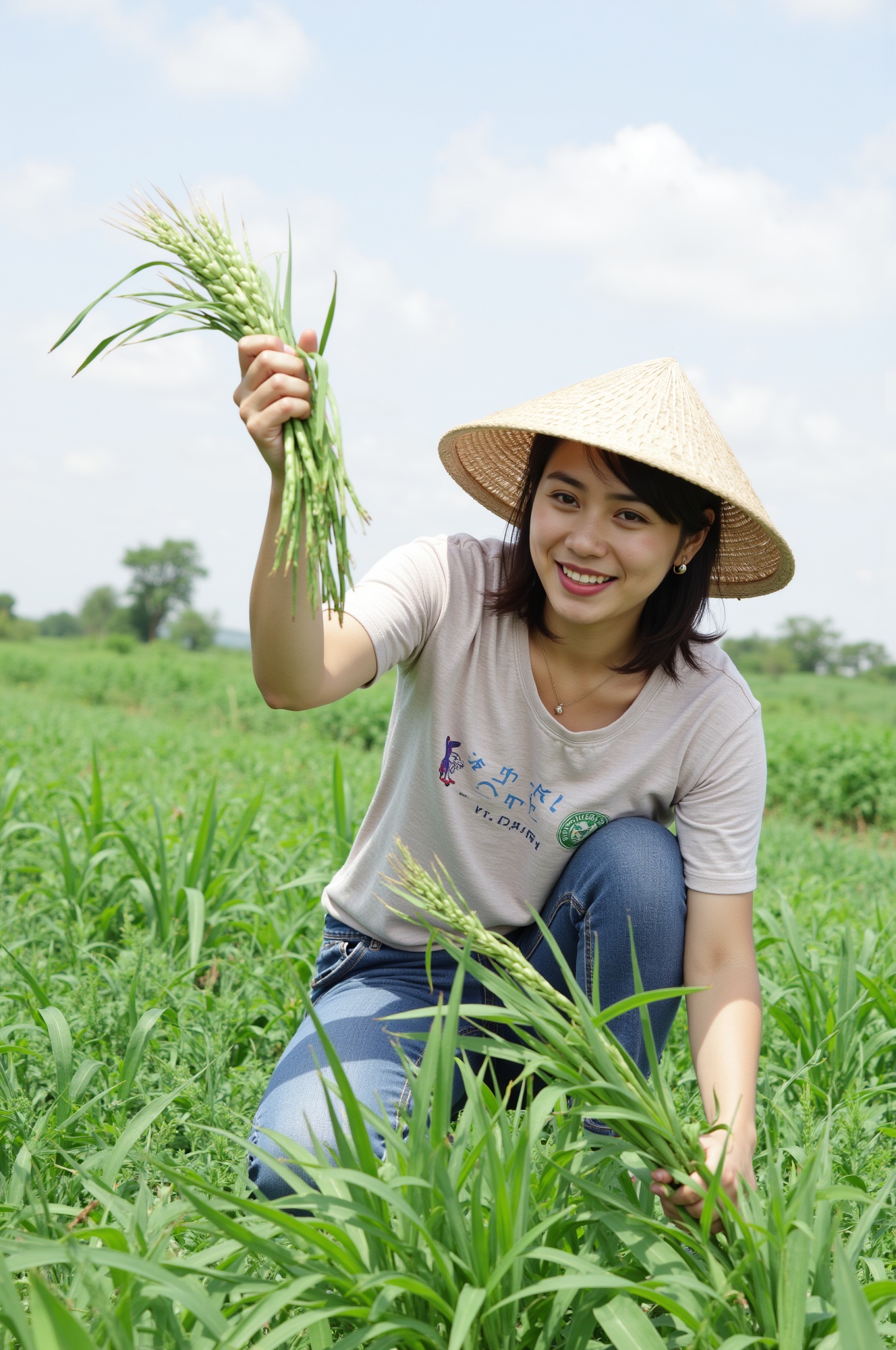 female farmer harvesting crops on Tensor.Art