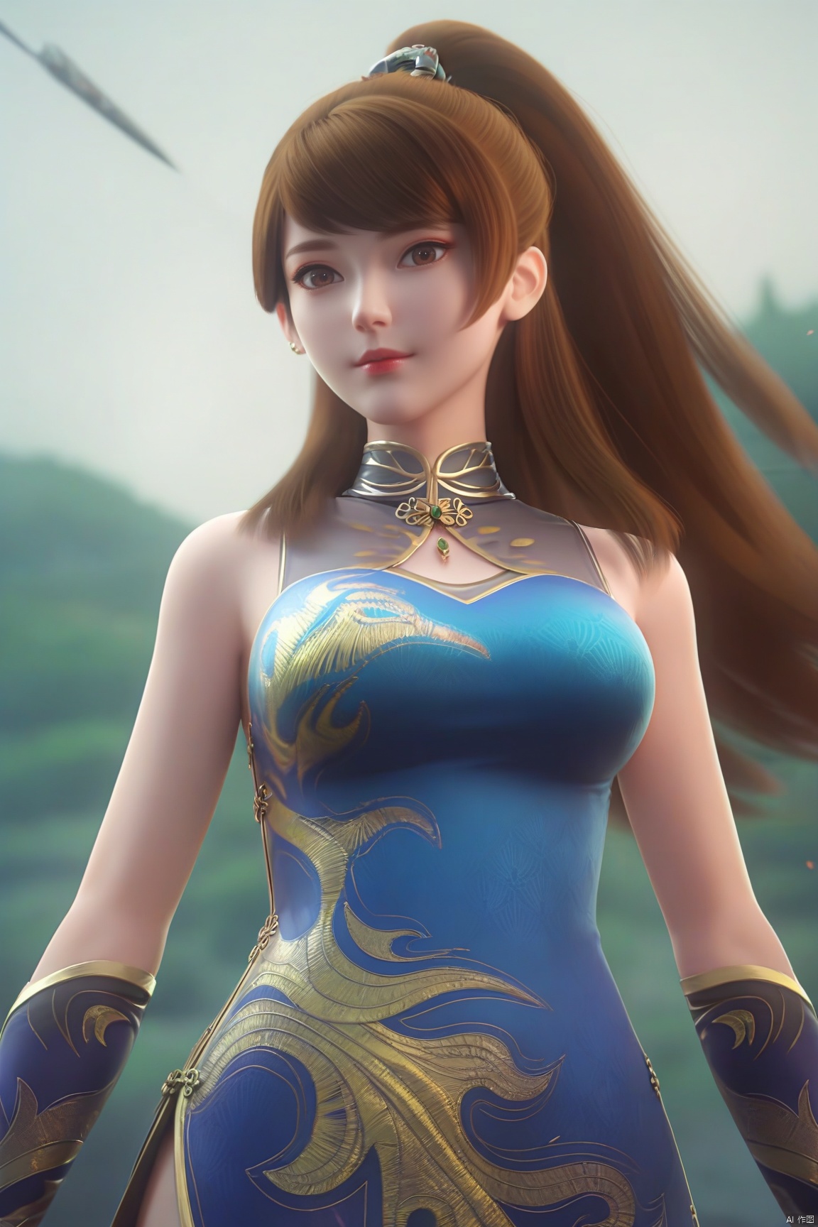parametersscore_9,score_8_up,score_7_up,source_anime,
1girl, solo, long hair, looking at viewer, brown hair, dress, brown eyes, ponytail, weapon, chinese clothes, china dress,
highly detailed,ultra-high resolution,32K UHD,sharp focus,best-quality,masterpiece,