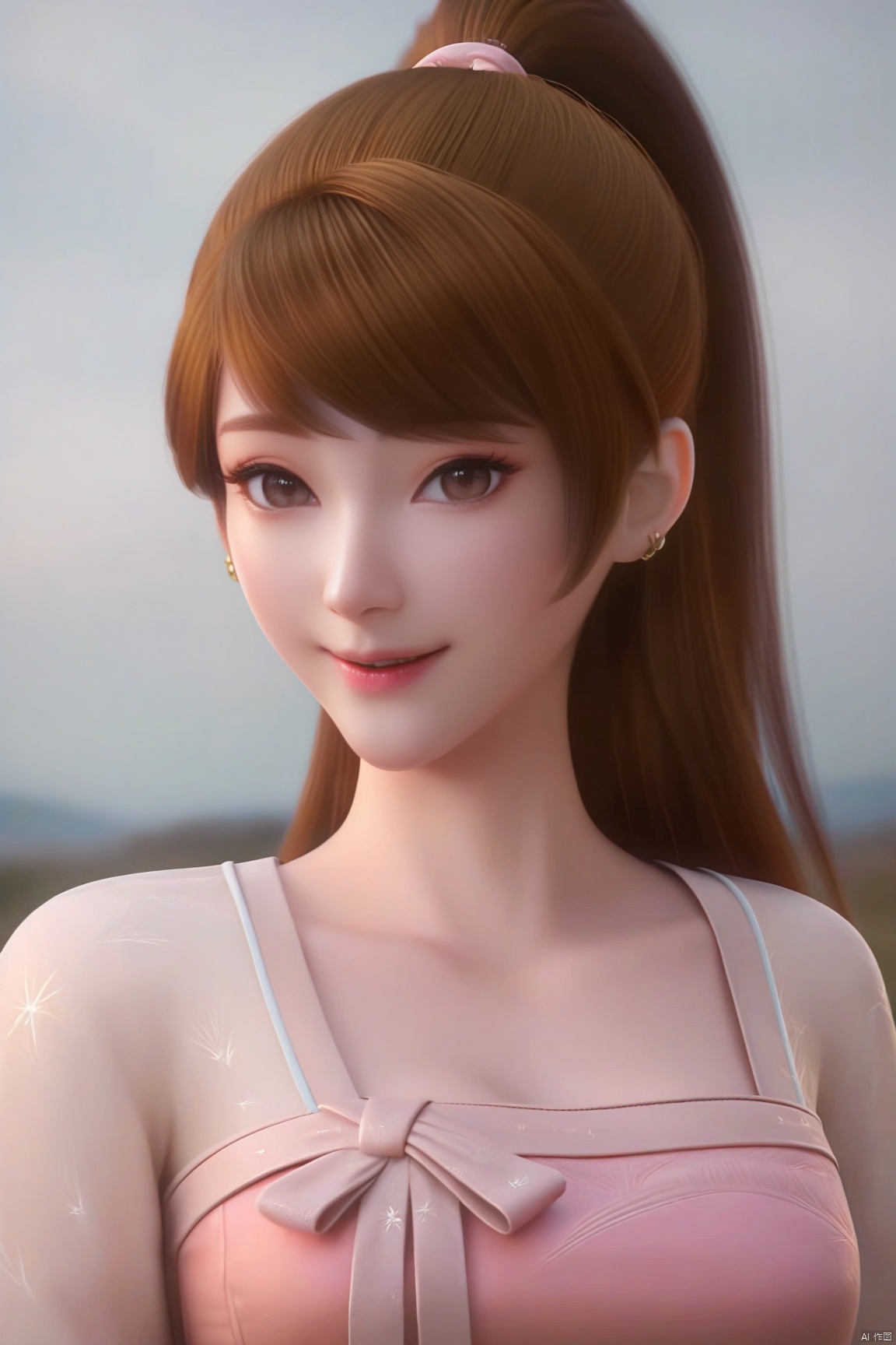 parametersscore_9,score_8_up,score_7_up,source_anime,
1girl, solo, long hair, looking at viewer, smile, brown hair, dress, brown eyes, jewelry, upper body, ponytail, earrings, ground vehicle, realistic,
highly detailed,ultra-high resolution,32K UHD,sharp focus,best-quality,masterpiece,