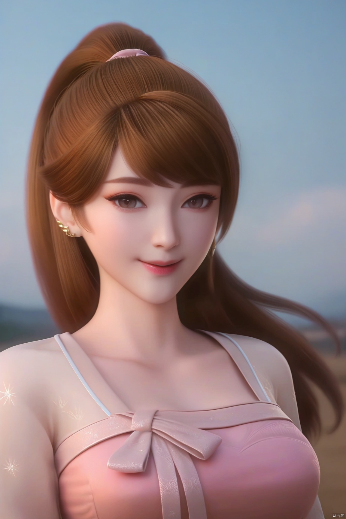 parametersscore_9,score_8_up,score_7_up,source_anime,
1girl, solo, long hair, looking at viewer, smile, brown hair, dress, brown eyes, jewelry, upper body, ponytail, earrings, ground vehicle, realistic,
highly detailed,ultra-high resolution,32K UHD,sharp focus,best-quality,masterpiece,
