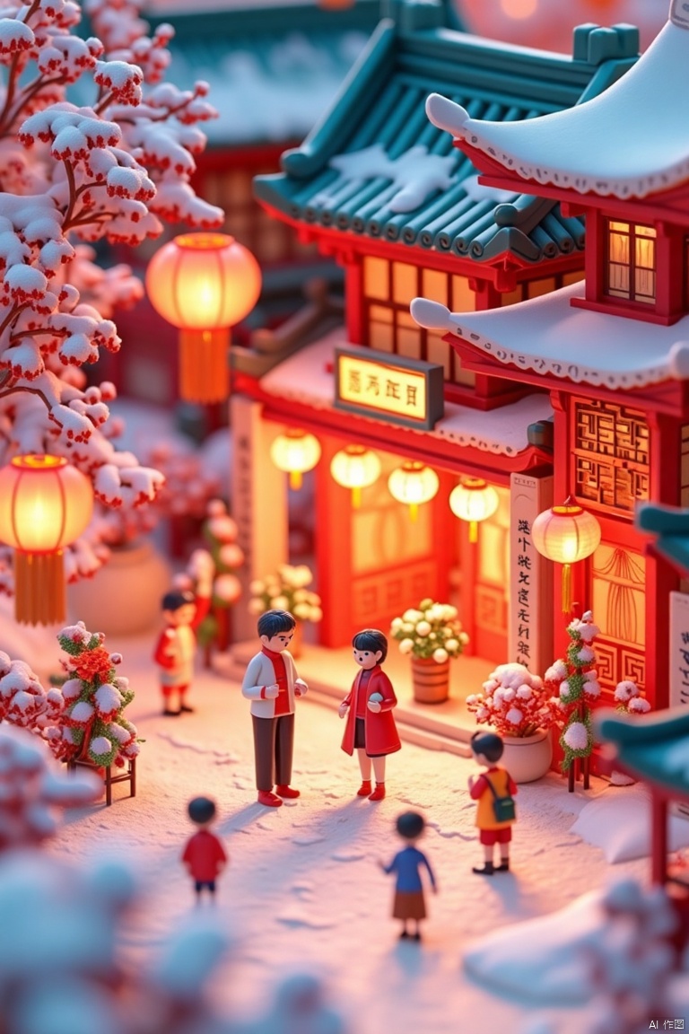Chinese architecture,Chinese character,NYZG,
NYZG,Chinese architecture,Chinese character, Miniaturized,Spring Festival ,Ancient Chinese Architecture, Chinese New Year Figures, Lunar New Year Lanterns, Spring Festival Couplets, Gathering Outside, Lively Atmosphere, Temple of Words, Outstanding Lighting, Snow, Volumetric Landscape, 3D,super detail,