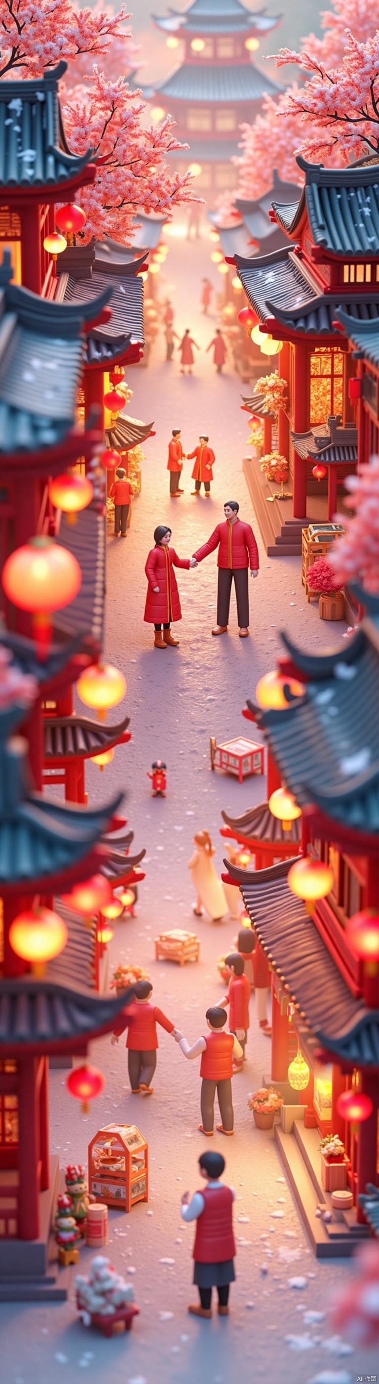Chinese architecture,Chinese character,NYZG,
NYZG,Chinese architecture,Chinese character, Miniaturized,Spring Festival ,Ancient Chinese Architecture, Chinese New Year Figures, Lunar New Year Lanterns, Spring Festival Couplets, Gathering Outside, Lively Atmosphere, Temple of Words, Outstanding Lighting, Snow, Volumetric Landscape, 3D,super detail,