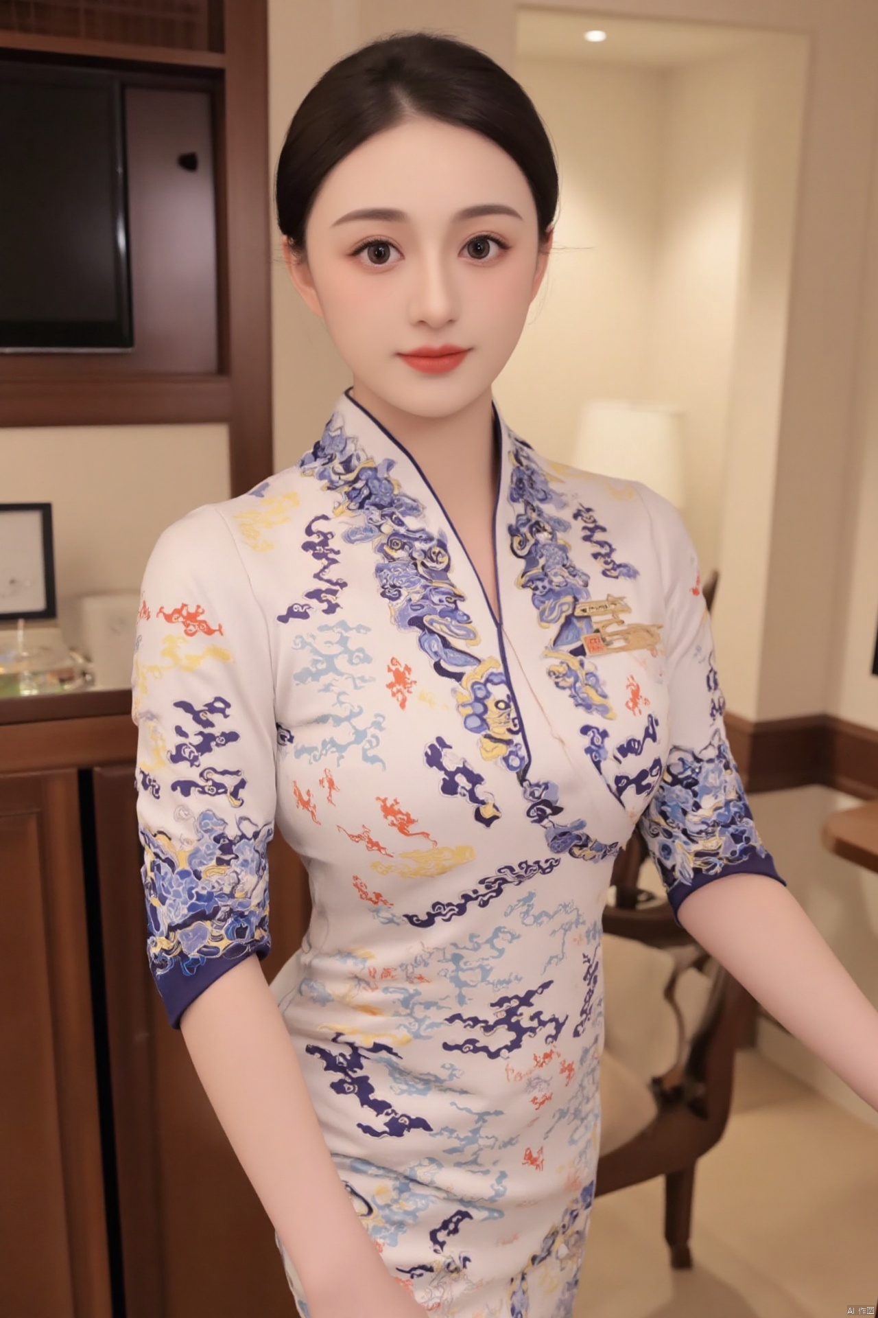 masterpiece,(best quality),official art, (1girl), (solo), ((looking_at_viewer)),(huge breasts:2.89),(full breasts:1.99),Xnanhangqipao,Xhanfu,Xtanghanfu,Xzihanfu,Xqipao,Xzhanguopao