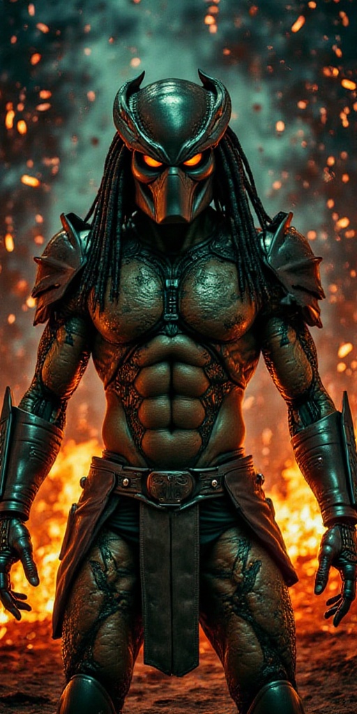 Dark,  futuristic Predator ,  imposing figure on Tensor.Art