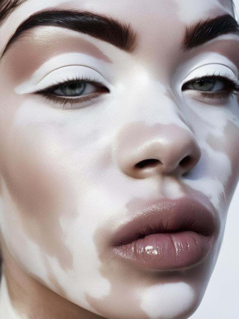 fashion editorial style a fashion editorial photography of a vitiligo white woman,  by martine johanna, on Tensor.Art