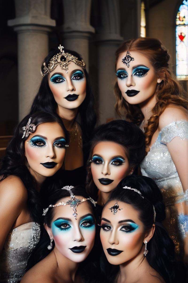 photo from a group in a church,  style \(artistic makeup\) on Tensor.Art