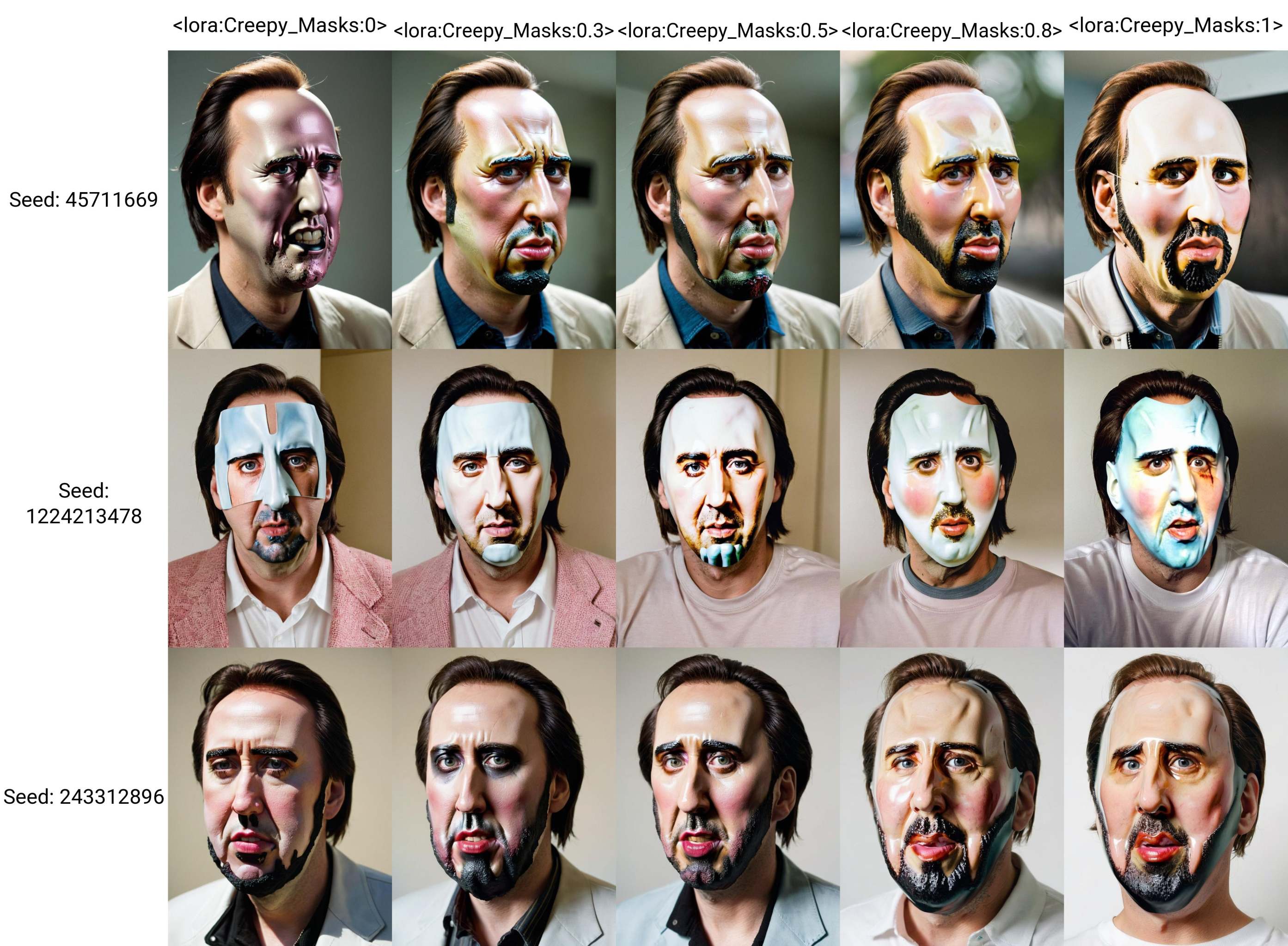 portrait of a person with a Nicolas Cage's mask on Tensor.Art
