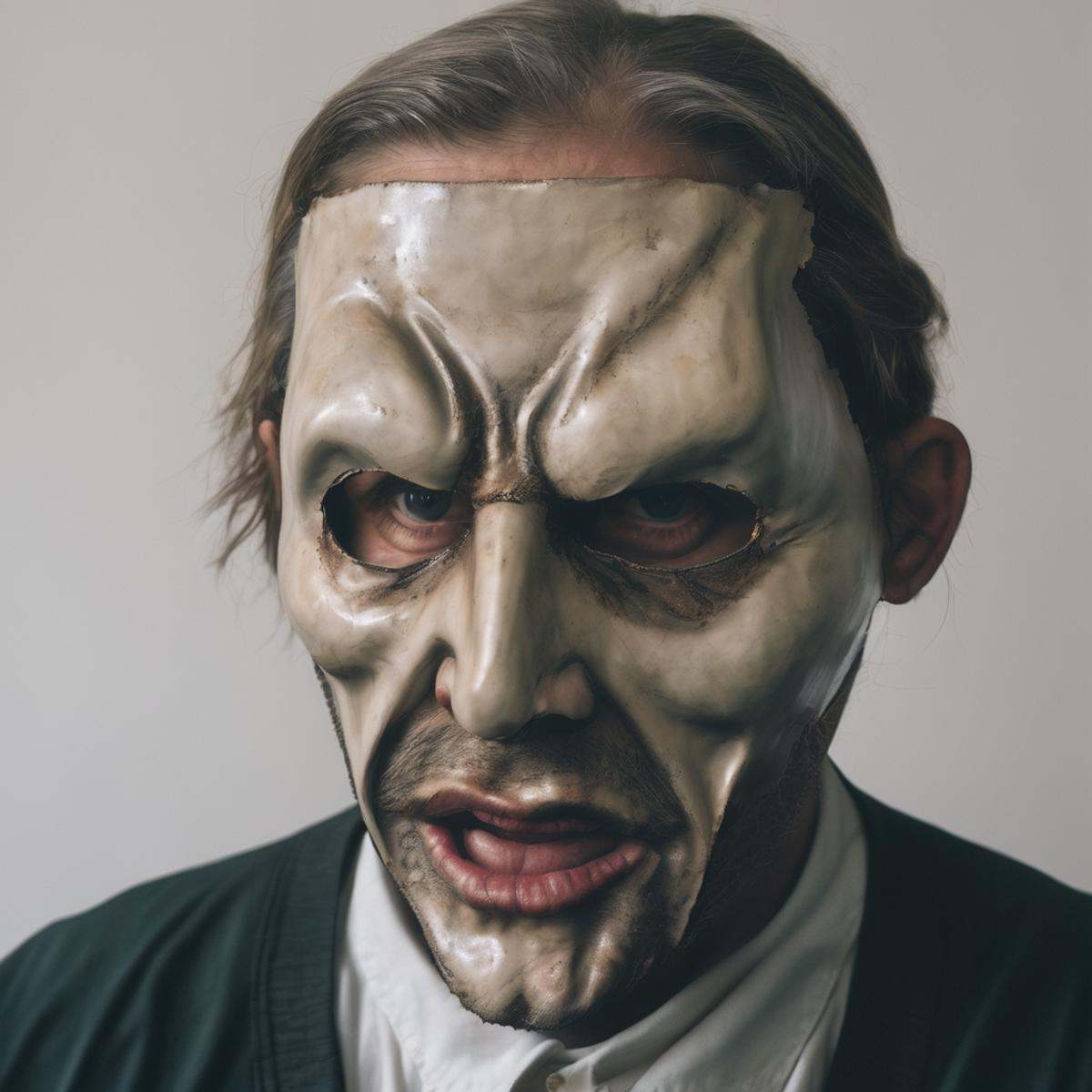 a man wear a realistic mask on Tensor.Art