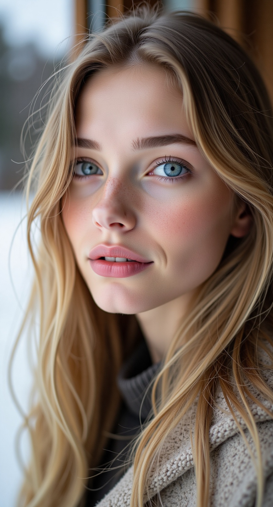 She has a gentle,  effortless beauty,  like a soft breeze on a summer's day. Her skin is pale and smooth on Tensor.Art