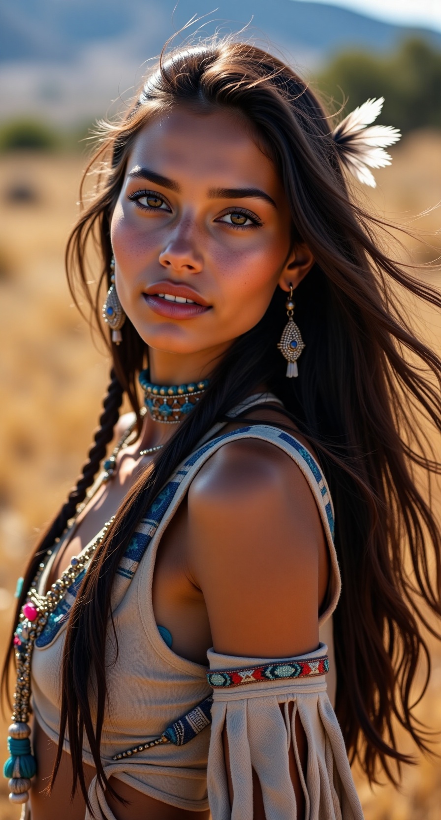 She is a powerful yé'i,  her skin glowing like the warm earth of the reservation. Her eyes are like the sparkling waters o...