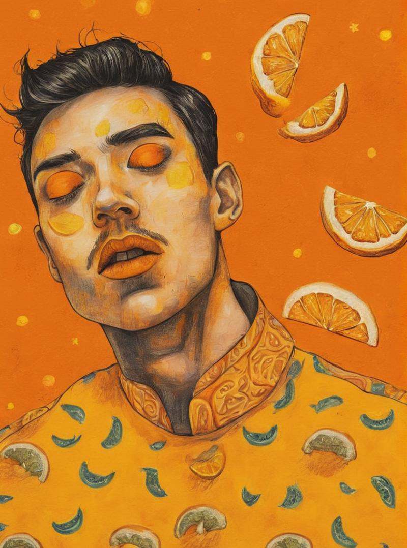closed eyes,  food,  male focus on Tensor.Art