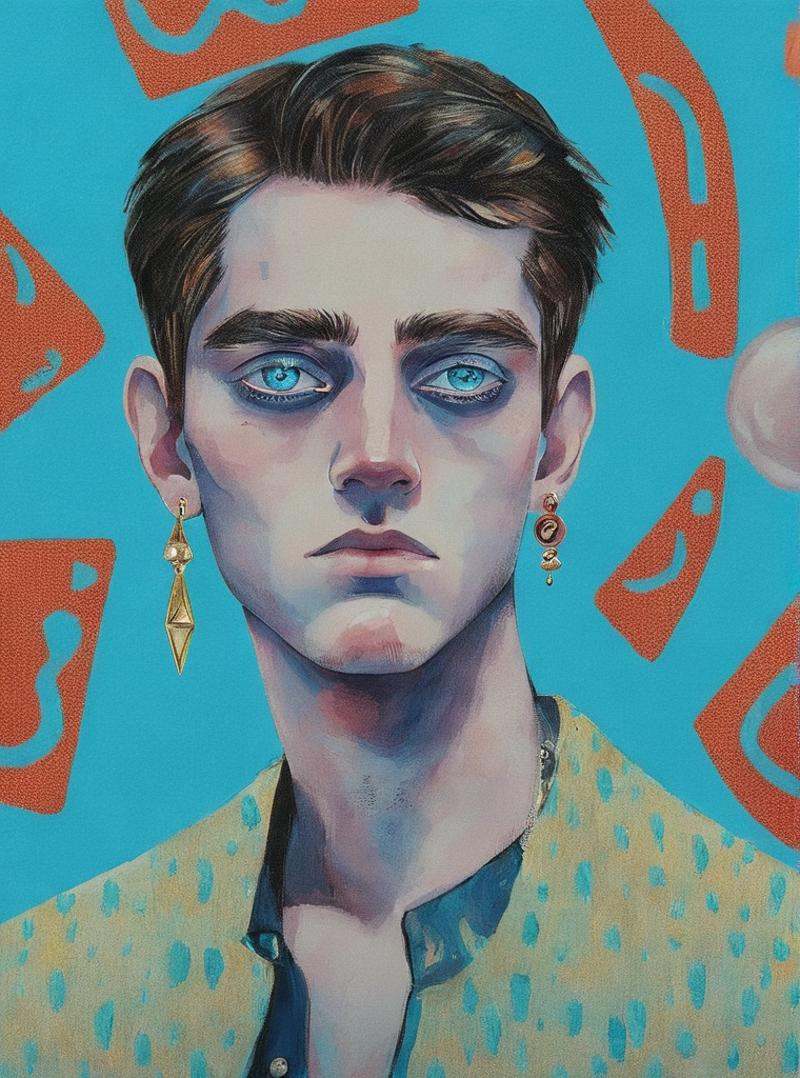 1boy,  blue background,  blue eyes on Tensor.Art