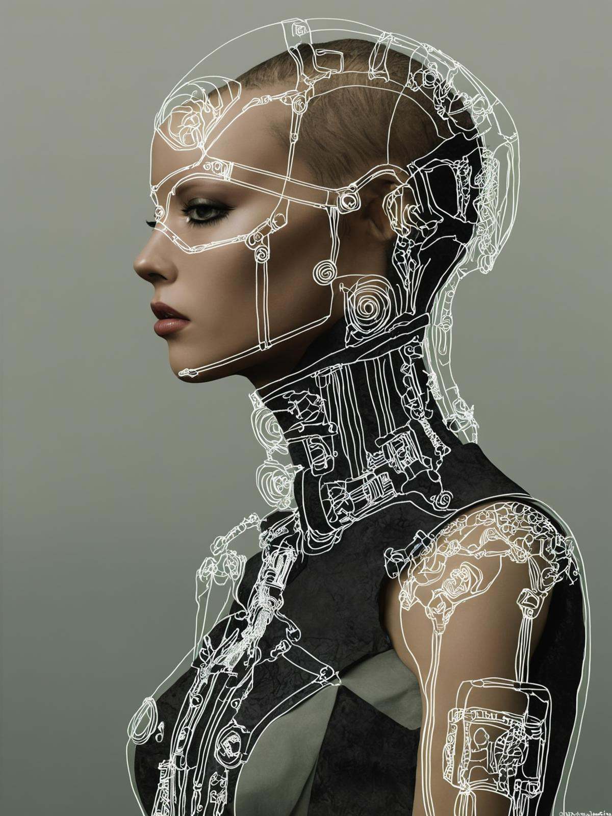 surreal cybernetics:0.4,  cyber-couture:0.3,  dystopian glamour:0.3 on Tensor.Art