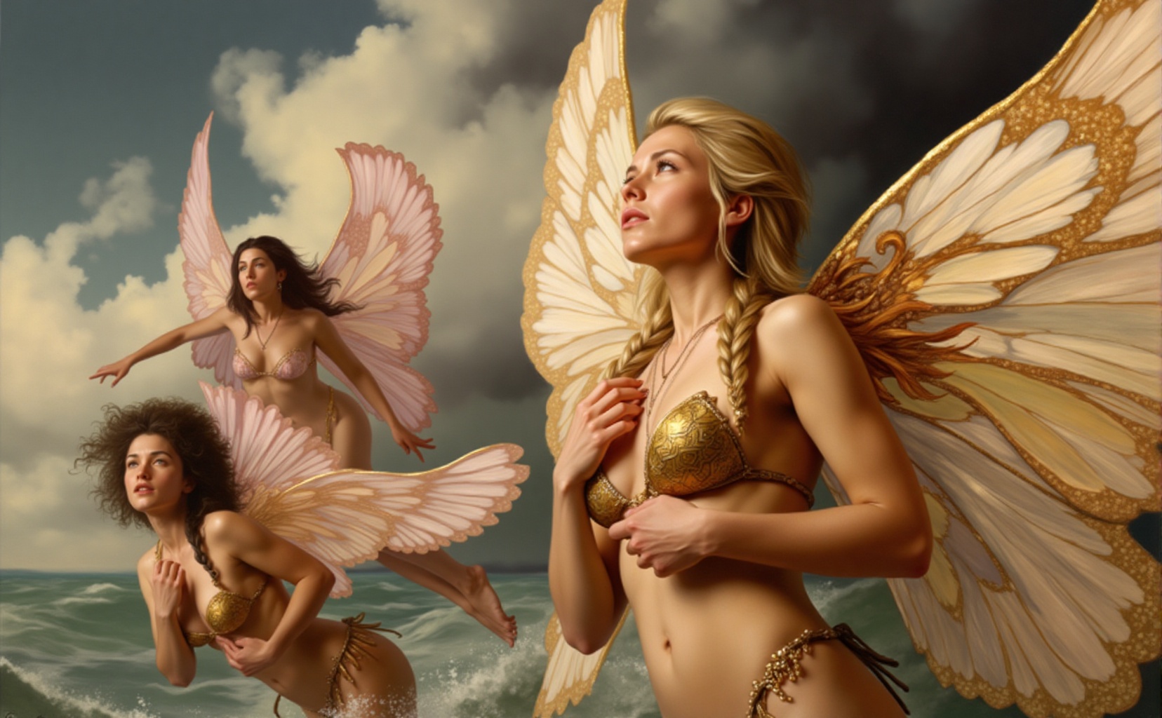 The image is a fantastical,  high-quality digital fabelrealm style painting with a dreamy,  ethereal atmosphere. It featur...