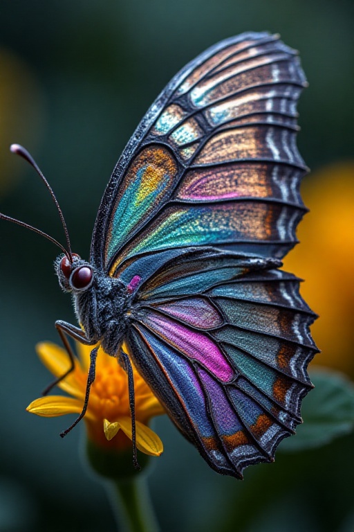 Photograph the intricate patterns and colors of a butterfly's wings. Use a macro lens to focus on the delicate scales that...