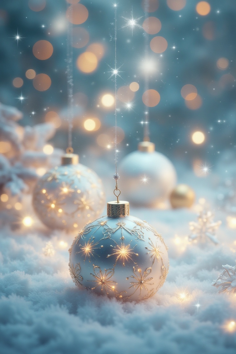 Design a sophisticated digital art piece that presents a minimalist interpretation of Christmas. Focus on a single,  elega...