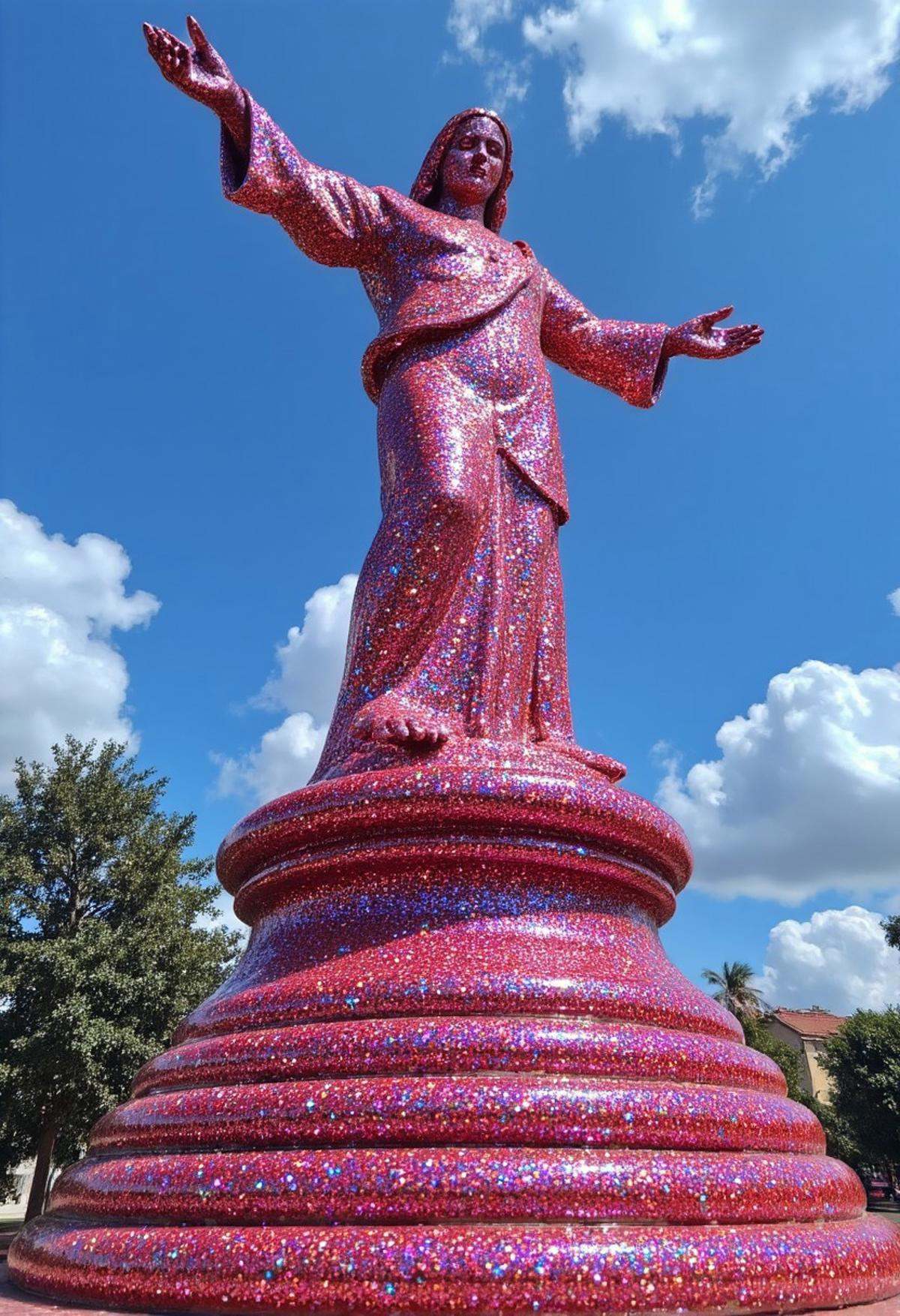 pink glitter on the jesus statue in Rio on Tensor.Art
