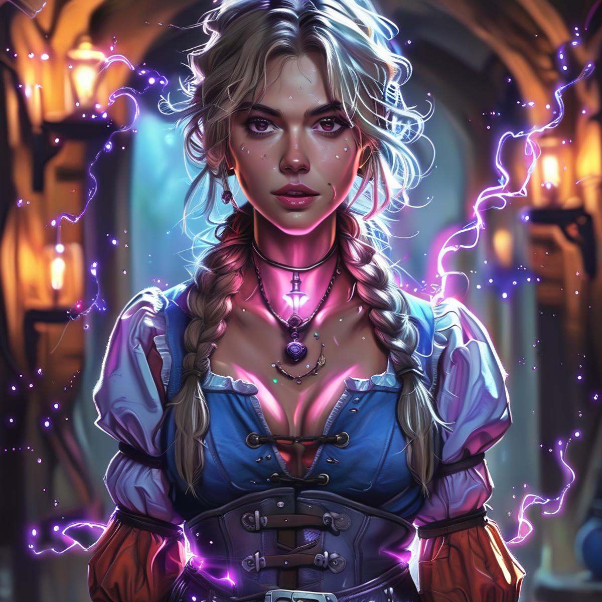 solo,  puffy sleeves,  electricity on Tensor.Art
