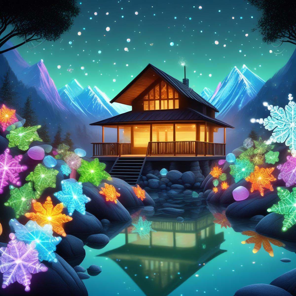outdoors,  pond,  lantern on Tensor.Art