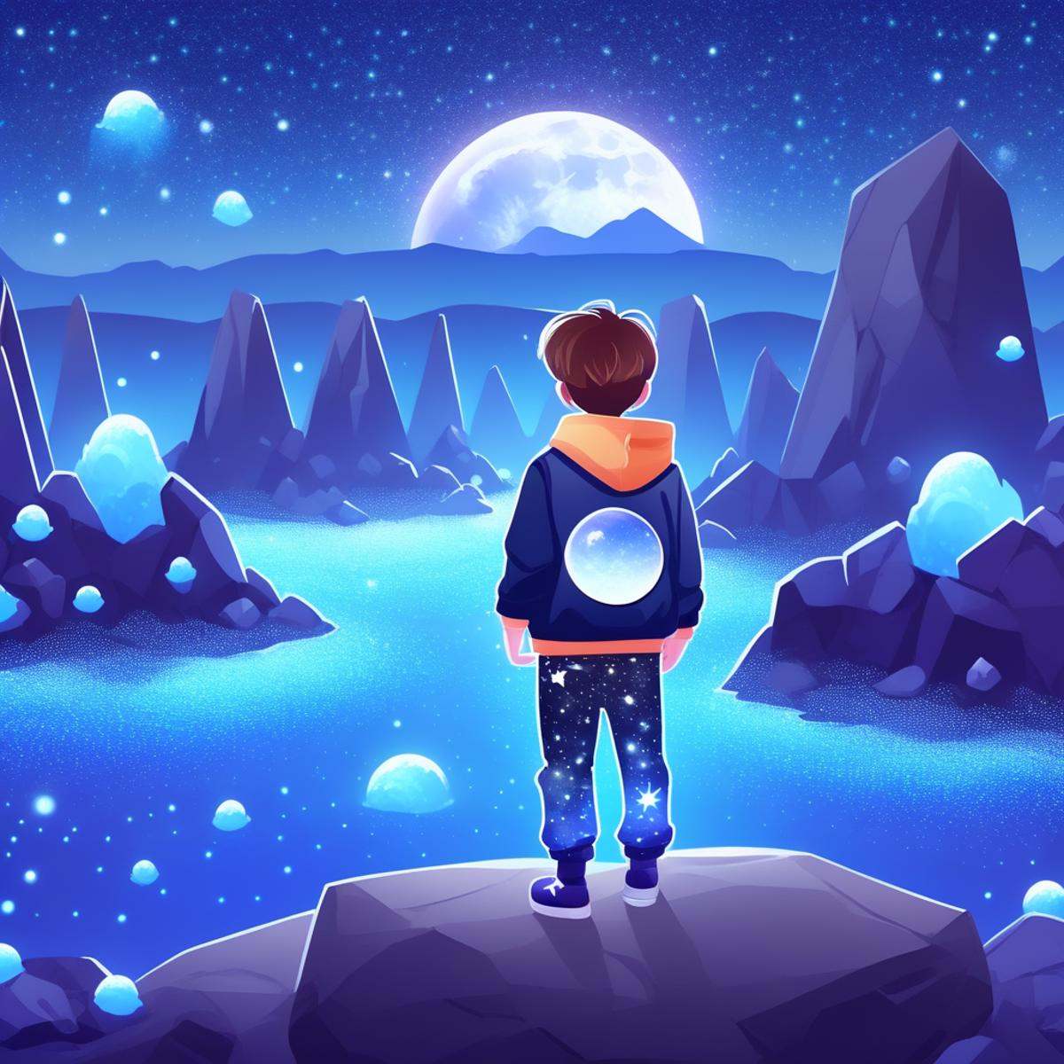 jacket,  full moon,  starry sky on Tensor.Art