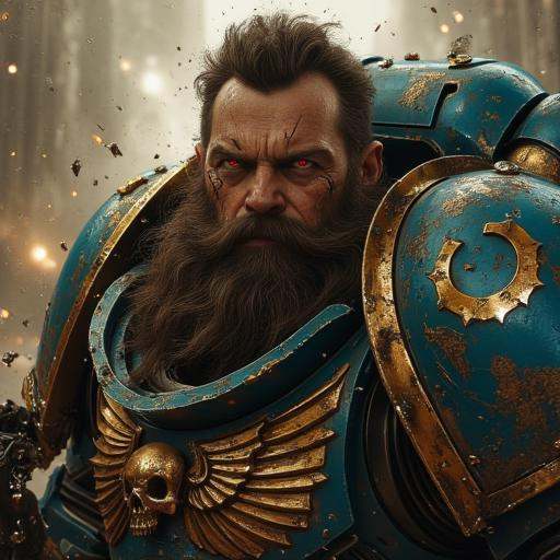warhammer 40k,  beard,  weapon on Tensor.Art