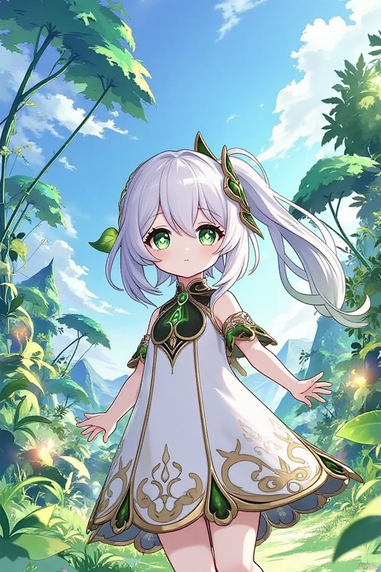 A girl, alone, white hair,nxd,